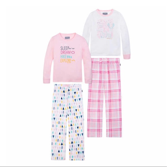 New Eddie Bauer Girls Adventure Awaits 4 Pcs Pajama Set Pink Multi Sz XS (5/6) - Picture 6 of 8